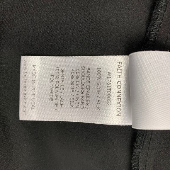 FAITH CONNEXION Size S Black Silk Raw Edge Dress Top - Picture 5 of 6